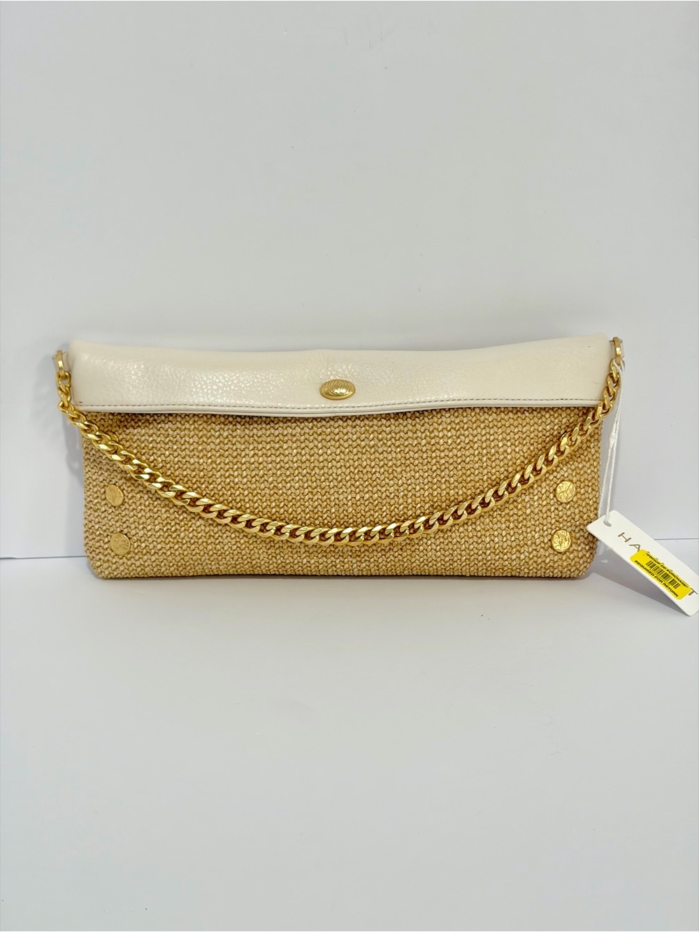 Hammitt Invitation Clutch In Calla Lily White Raffia/Brushed Gold/ 🔨 Hardware